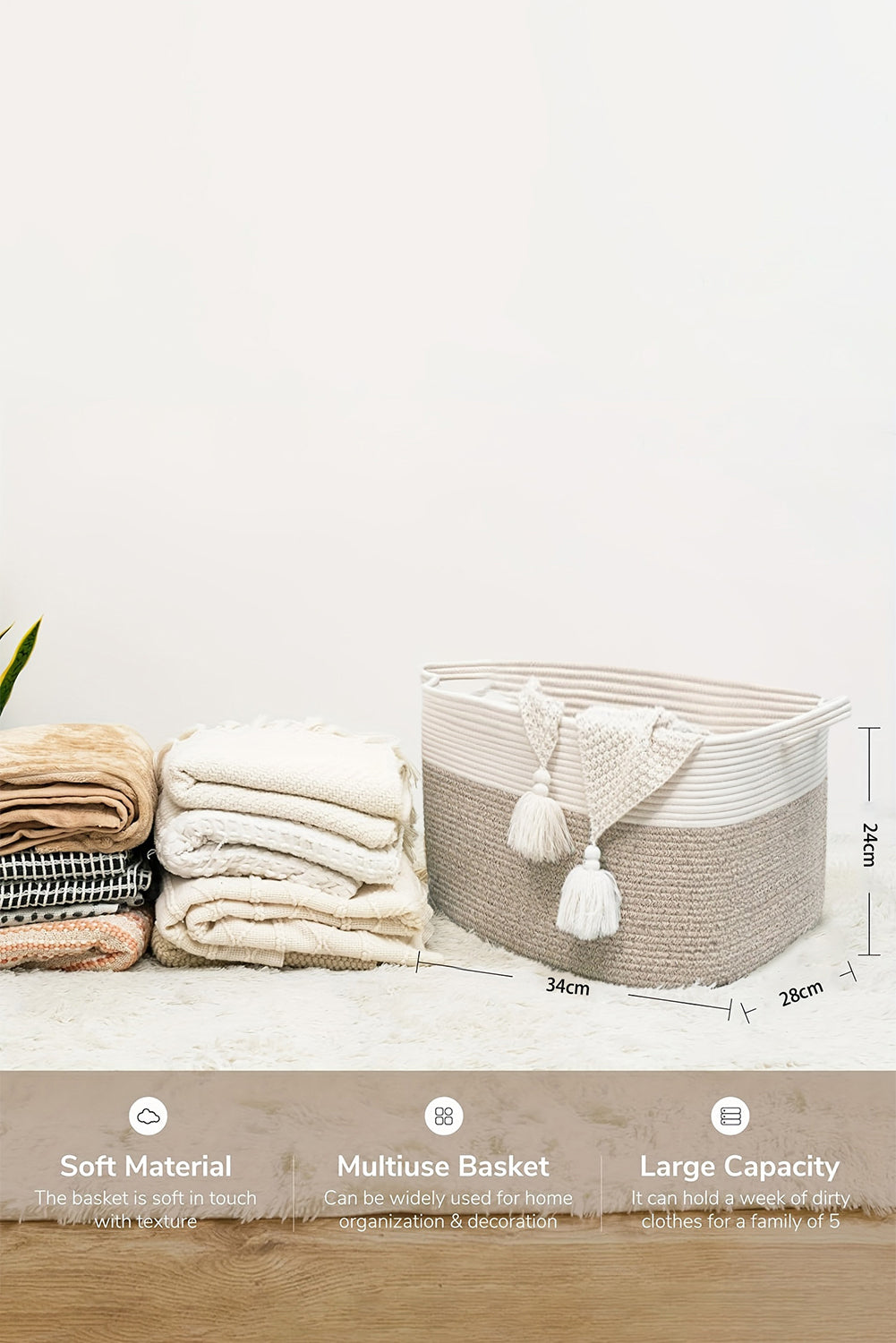 Cedar Lake 100% Cotton Storage Basket