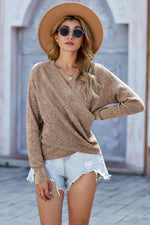 Cloudy Meadow Waffle Knit Womens Sweater