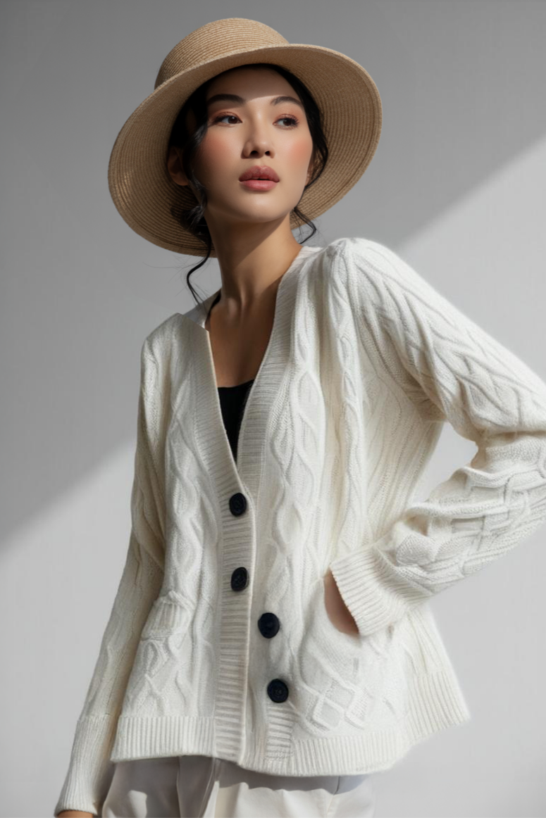 Grain Fields Cardigan Cashmere Womens Sweater