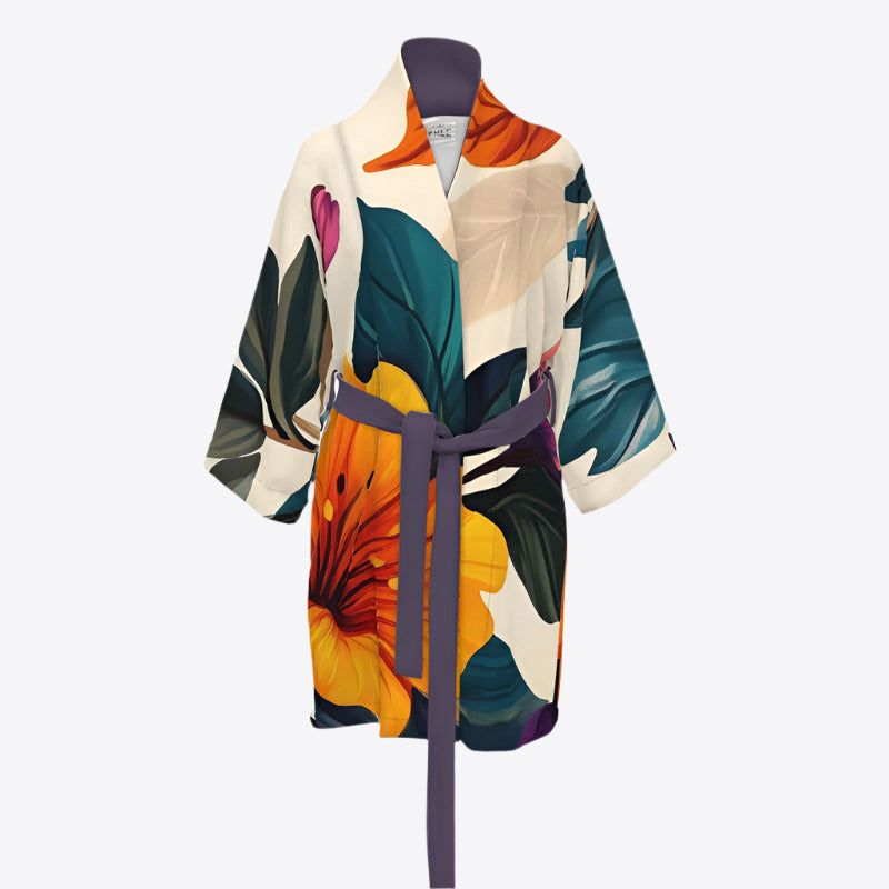 Marmalade Fuscia Kimono Organic Cotton Womens Robe