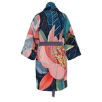Dusk Indigo Floral Lounge Organic Cotton Womens Kimono Robe