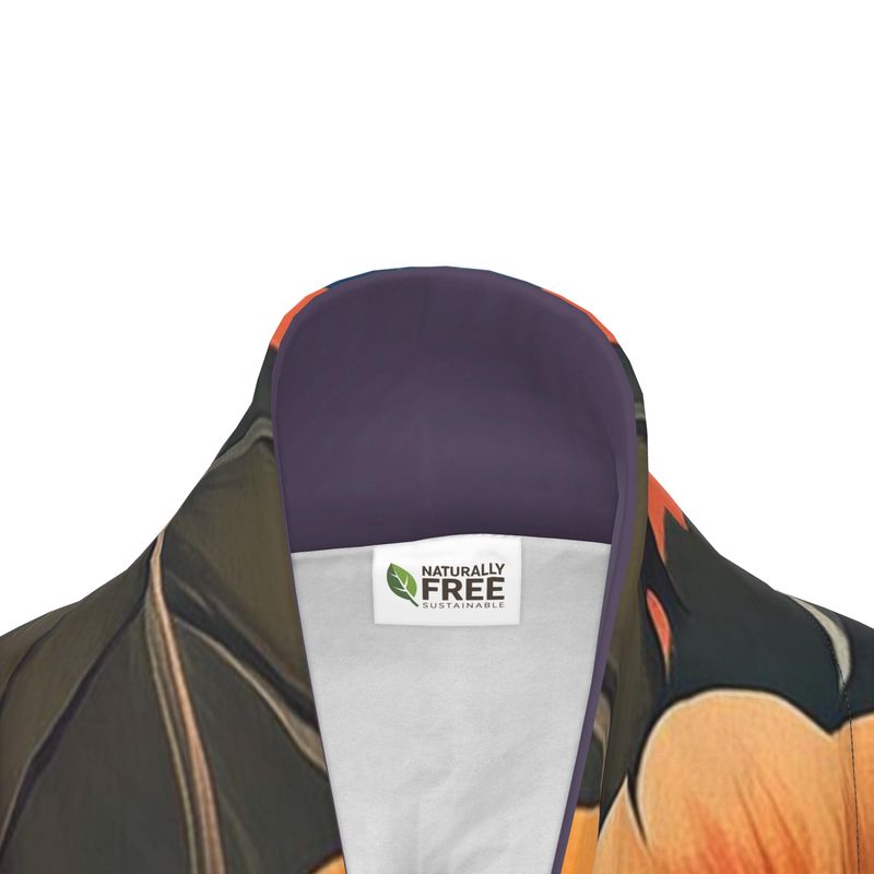 Crimson Sunset Floral Lounge Organic Cotton Womens Kimono