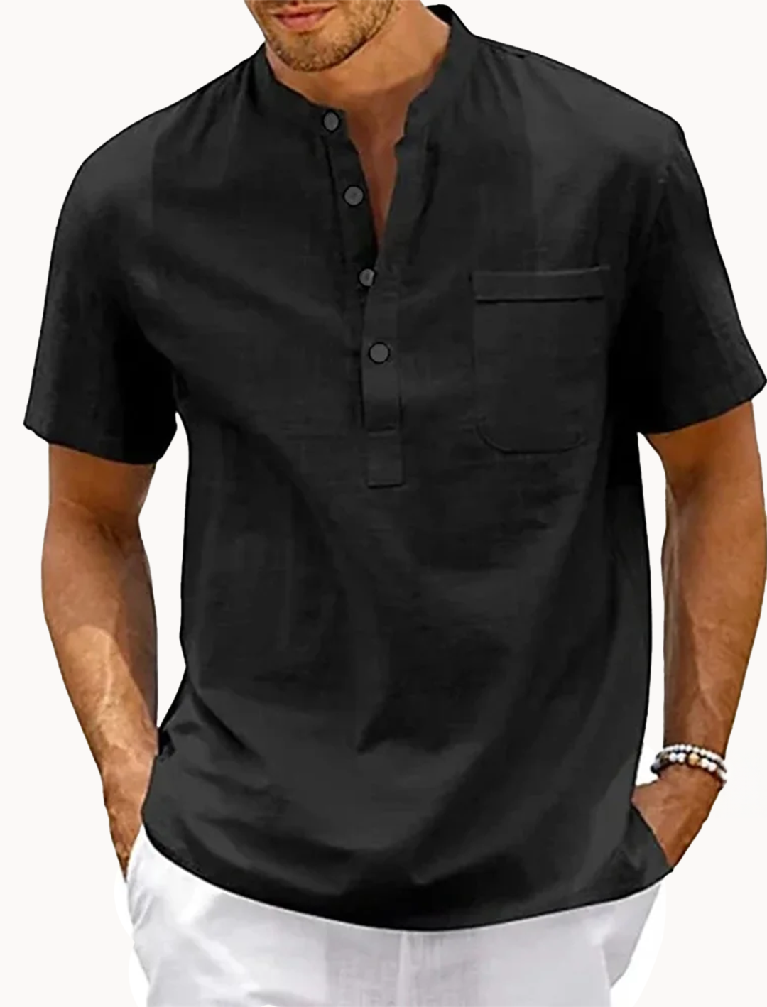 Midnight Soir Cotton Linen Mens Shirt