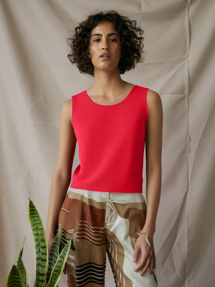 Raspberry Tart Sleeveless Camisole Cotton Womens Crop Top