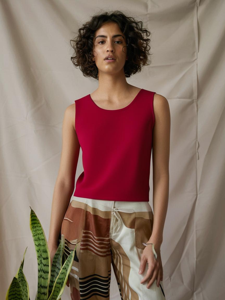 Raspberry Tart Sleeveless Camisole Cotton Womens Crop Top