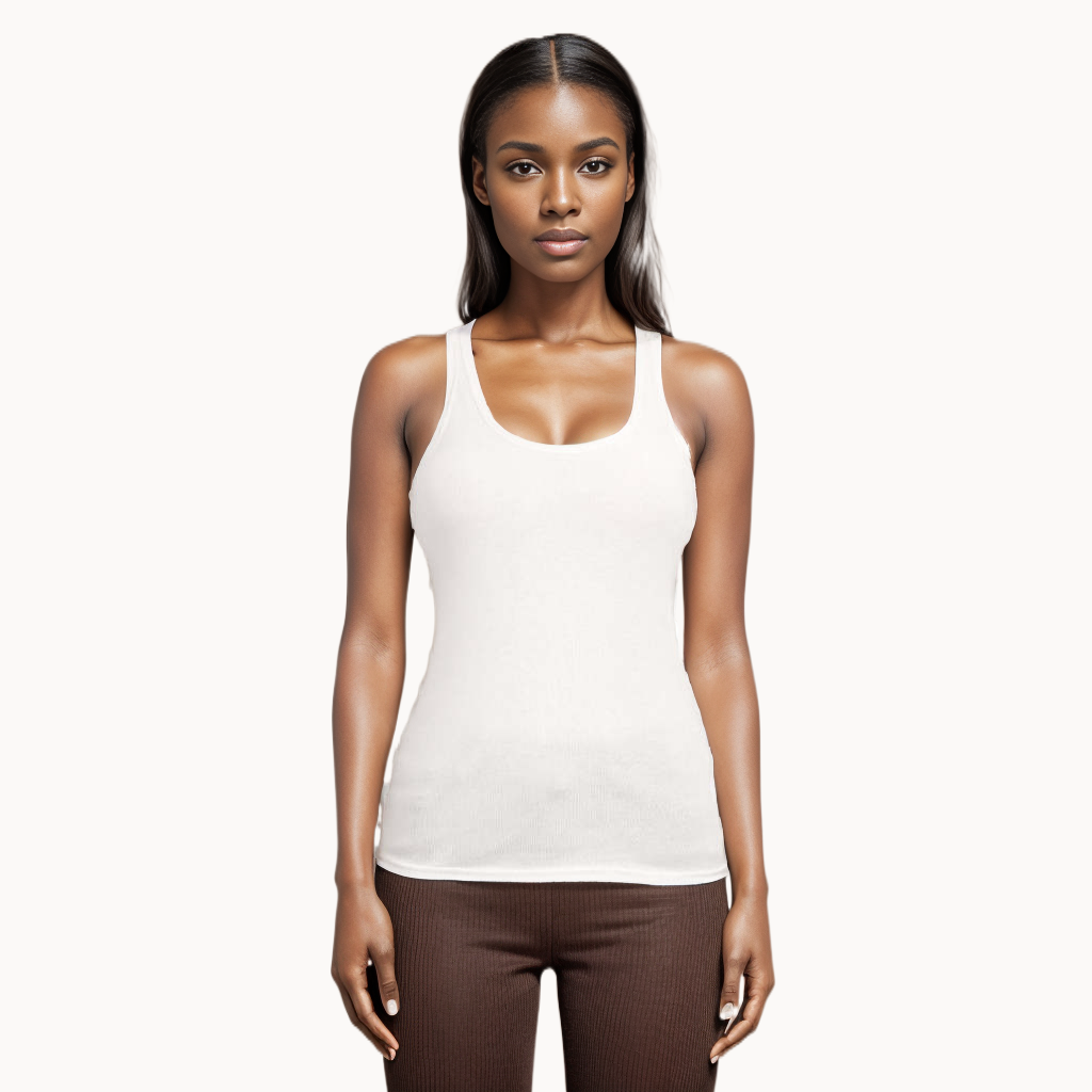 Ivory Sands Solid 100% Cotton Womens Tank Top