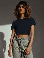 Harbor Mist Blossom Casual Cotton Womens Crop Top