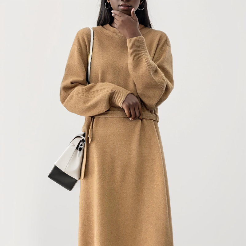 Golden Dusk Woolen Womens Dress