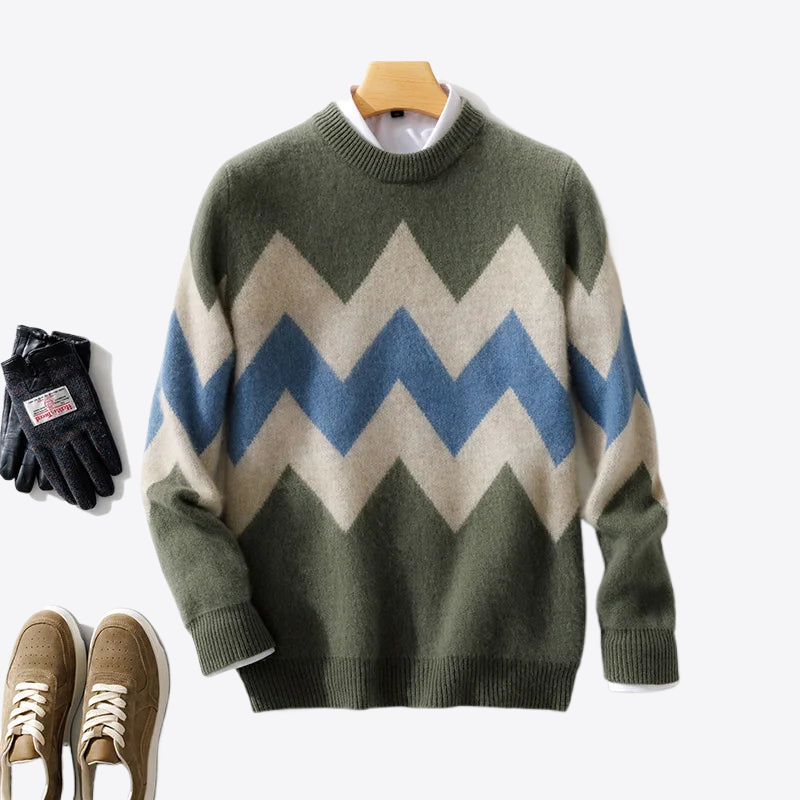 Frosty Lagoon Patchwork Mens Sweater