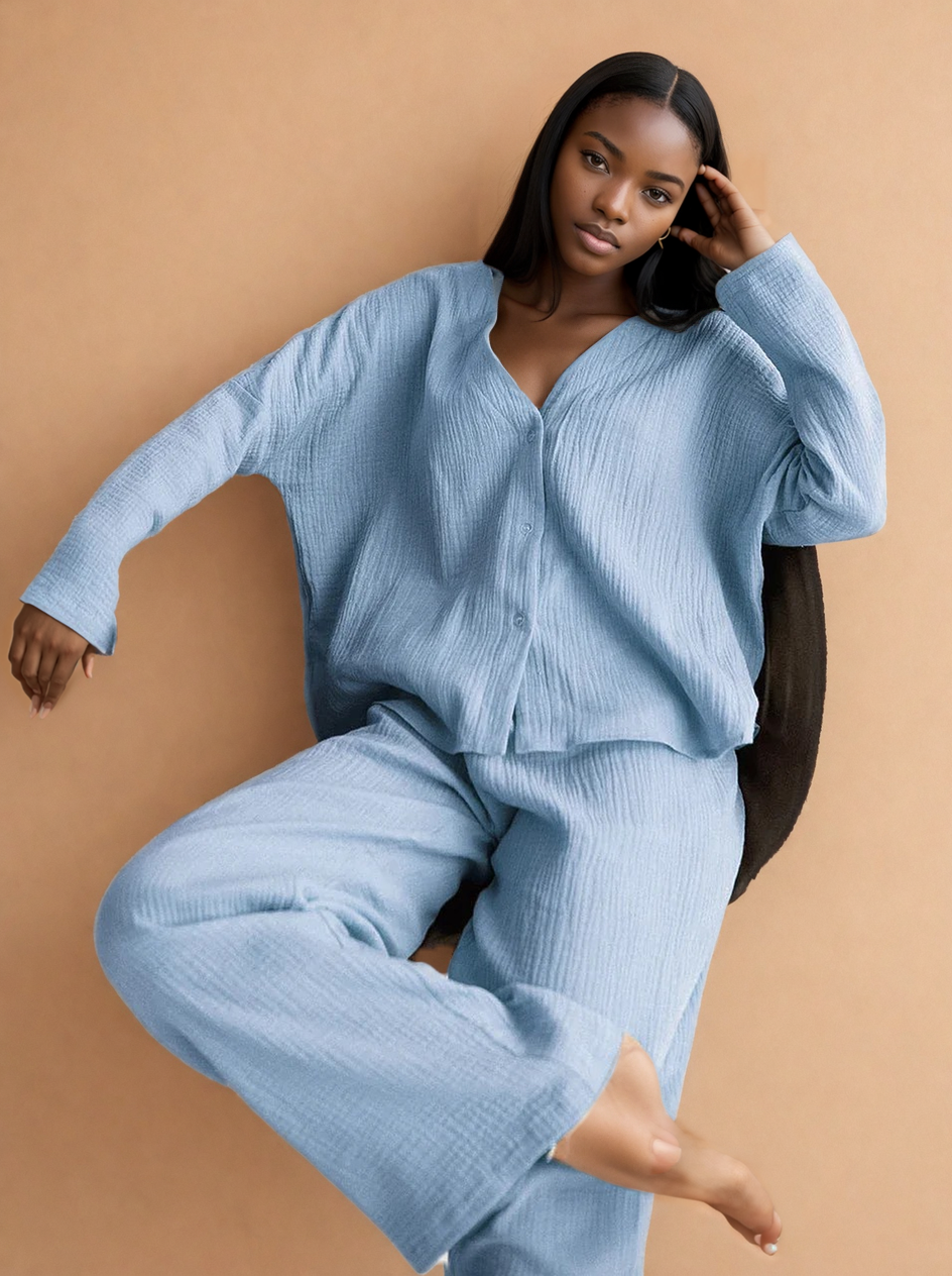 Golden Dawn Solid Lounge 100% Cotton Womens Pajamas