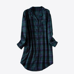 Lush Emerald Plaid 100% Cotton Womens Lounge Nightgown