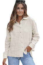 Wildflower Mist Crinkle Sleeve Oversized Cotton Womens Shirt