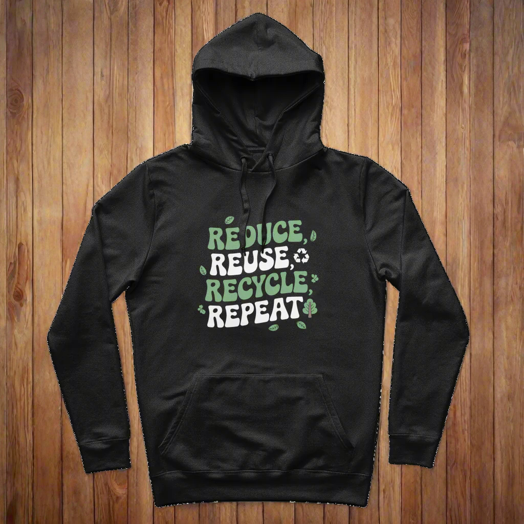 Reduce, Reuse, Recycle, Repeat 100% Organic Cotton Graphic Hoodie