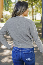 Cloudy Meadow Waffle Knit Womens Sweater