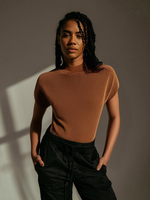 Pumpkin Spice Short Sleeves Mulberry Silk Cashmere Womens Sweater