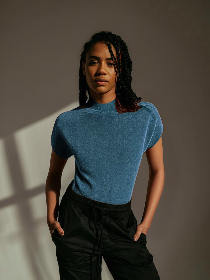 Pumpkin Spice Short Sleeves Mulberry Silk Cashmere Womens Sweater