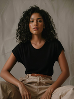 Night Fields V-Neck Knit Mulberry Silk Cotton Womens Shirt