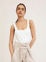 Fall Valley Square Neck Basic Cotton Cashmere Womens Crop Top Tank