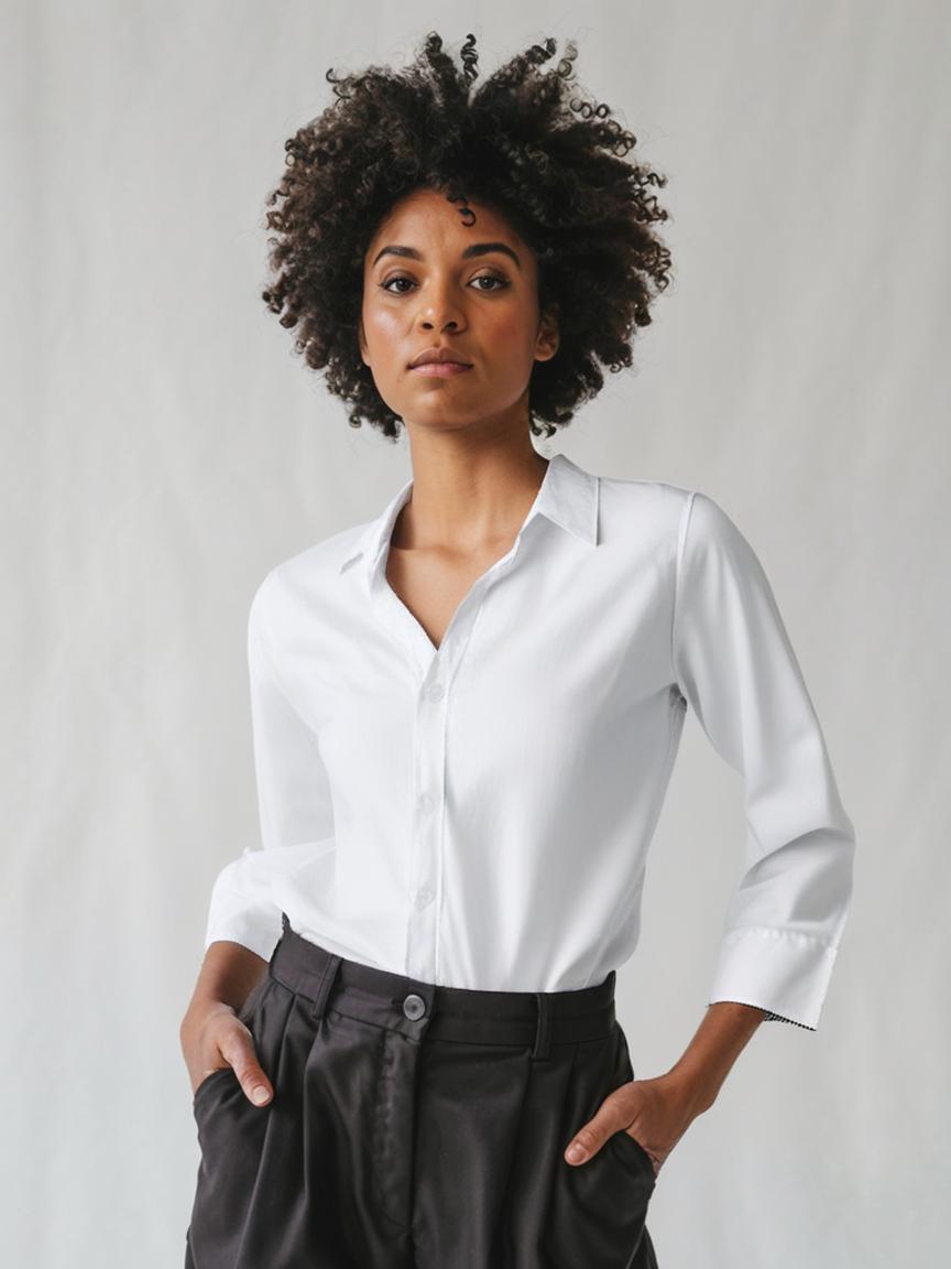 Pearl Meadow Button Up Cotton Womens Blouse