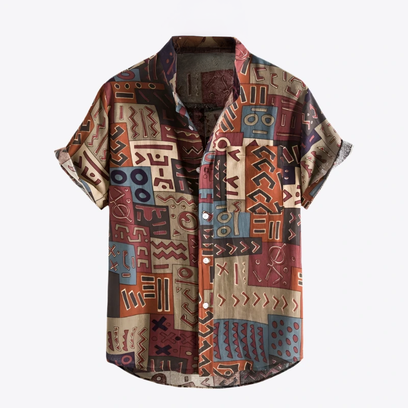 Crimson Ocean Floral Cotton Mens Shirt