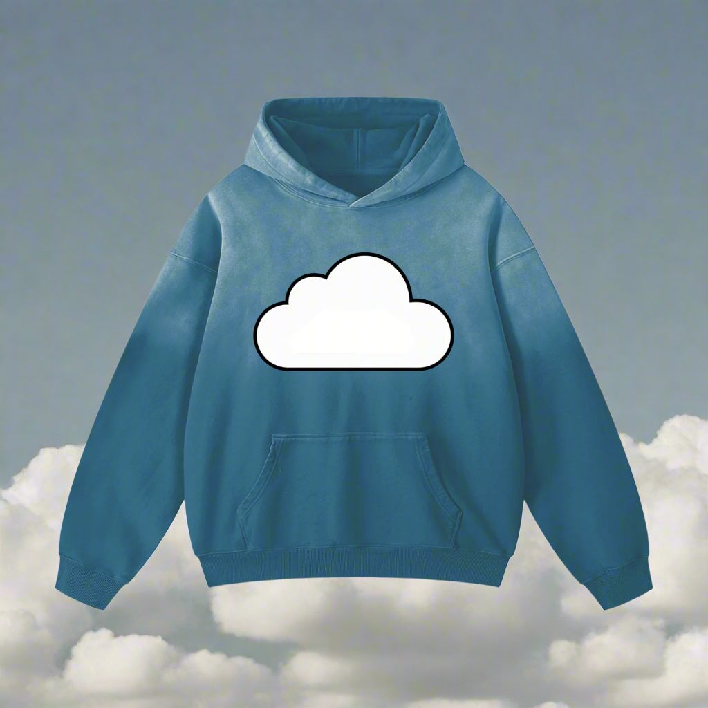 Azure Mist Oversized Cotton Hoodie