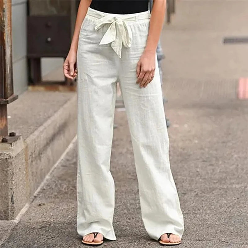 Mist Green Cotton Linen Womens Pants