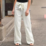 Mist Green Cotton Linen Womens Pants