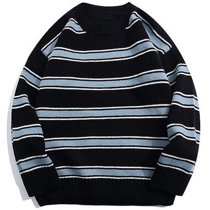 Azure Lake Stripes Wool Men's Sweater | Hypoallergenic - Allergy Friendly - Naturally Free