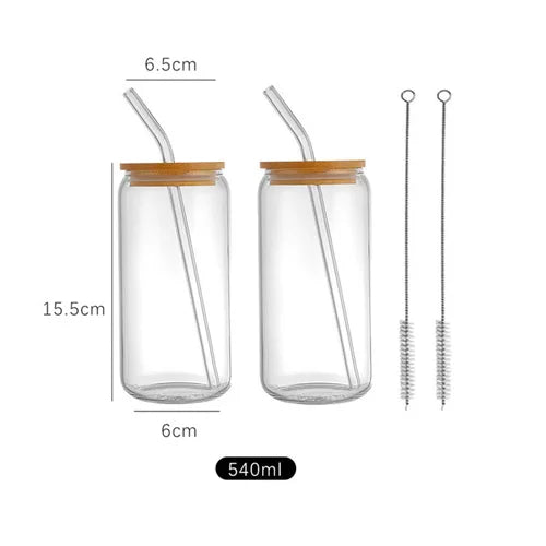 Bamboo Crystal Glass Cup With Bamboo Lid and Glass Straw | Hypoallergenic - Allergy Friendly - Naturally Free