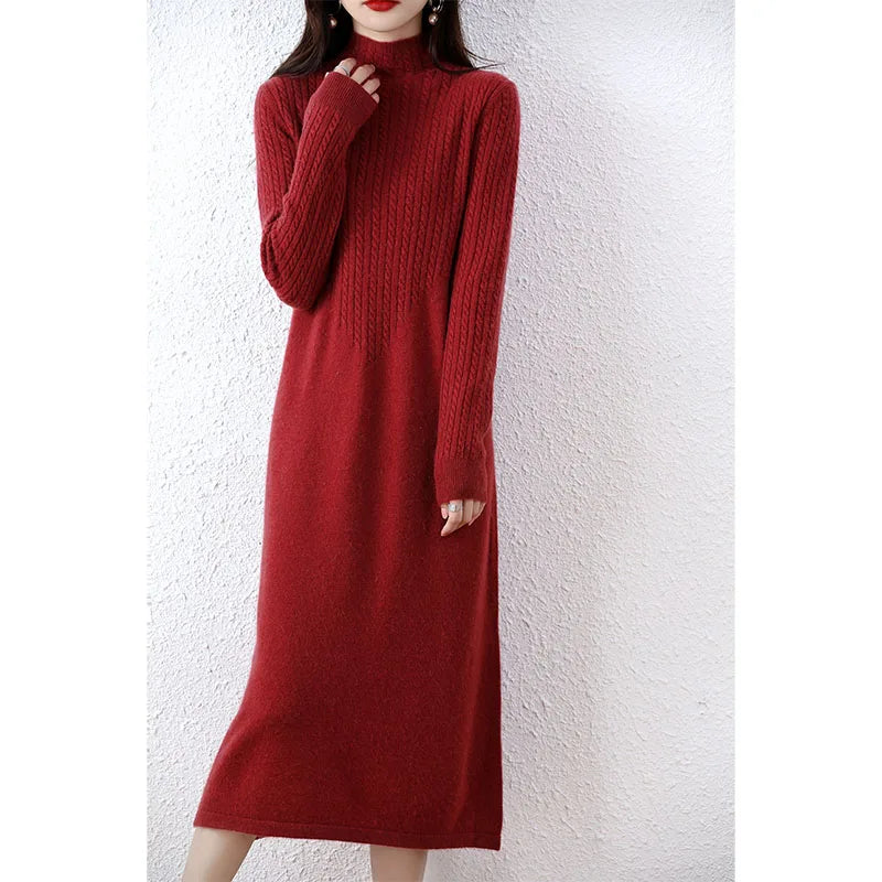 Citrus Meadow Long Sleeve Knit 100% Wool Dress | Hypoallergenic - Allergy Friendly - Naturally Free