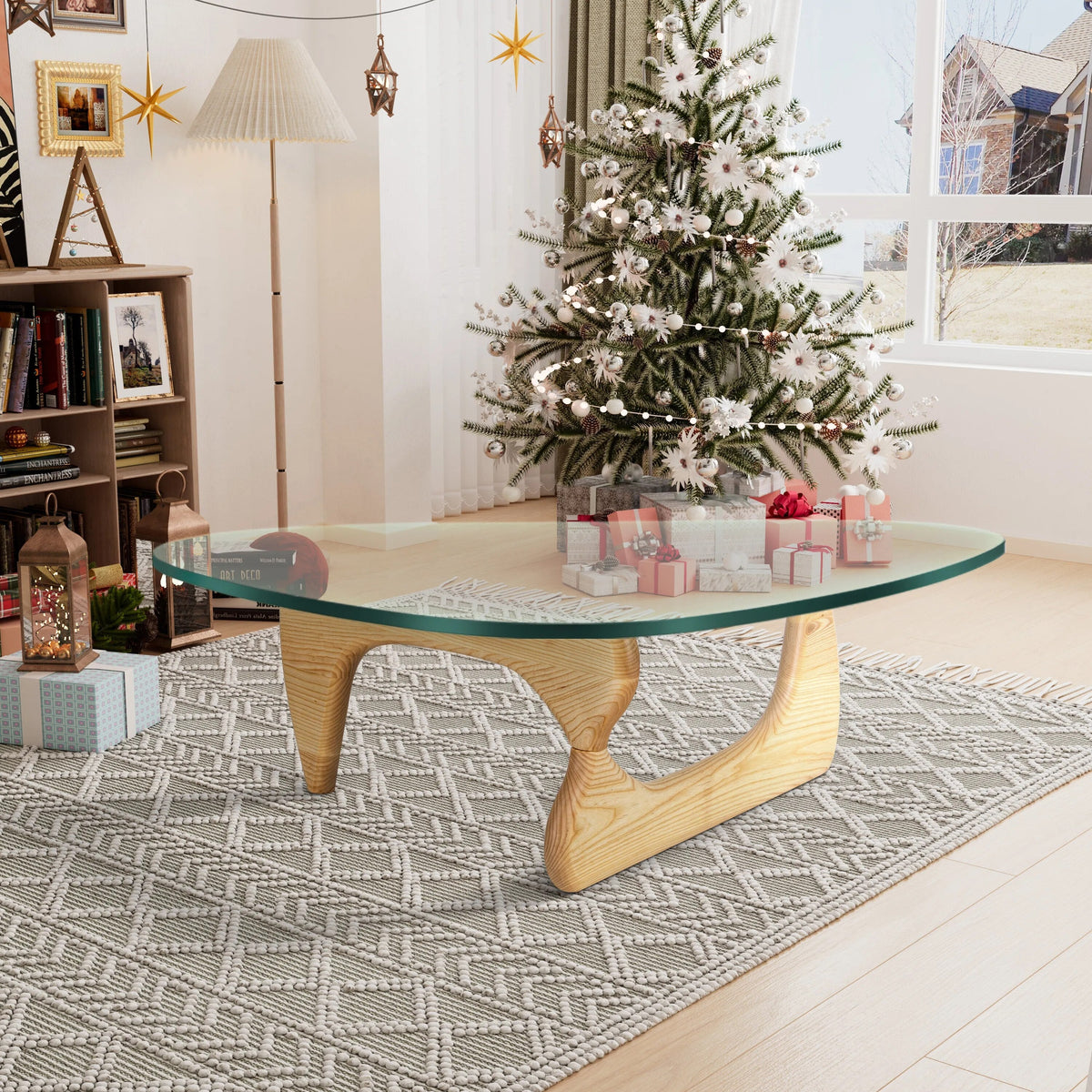 Coffee Retreat Modern Glass Wood Table | Hypoallergenic - Allergy Friendly - Naturally Free