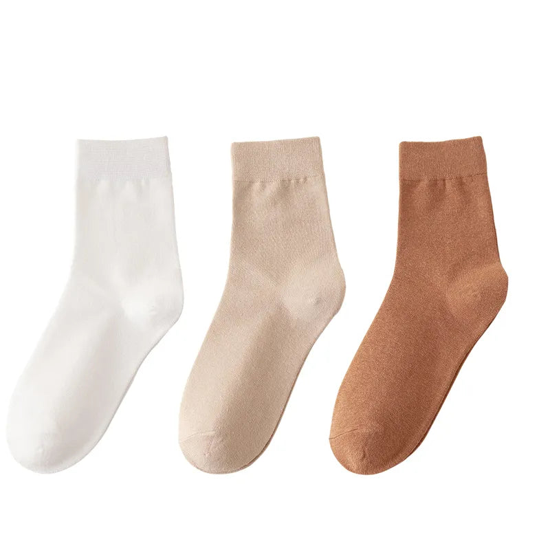 Fall Foilage 3 Pcs Solid Cotton Womens Socks | Hypoallergenic - Allergy Friendly - Naturally Free