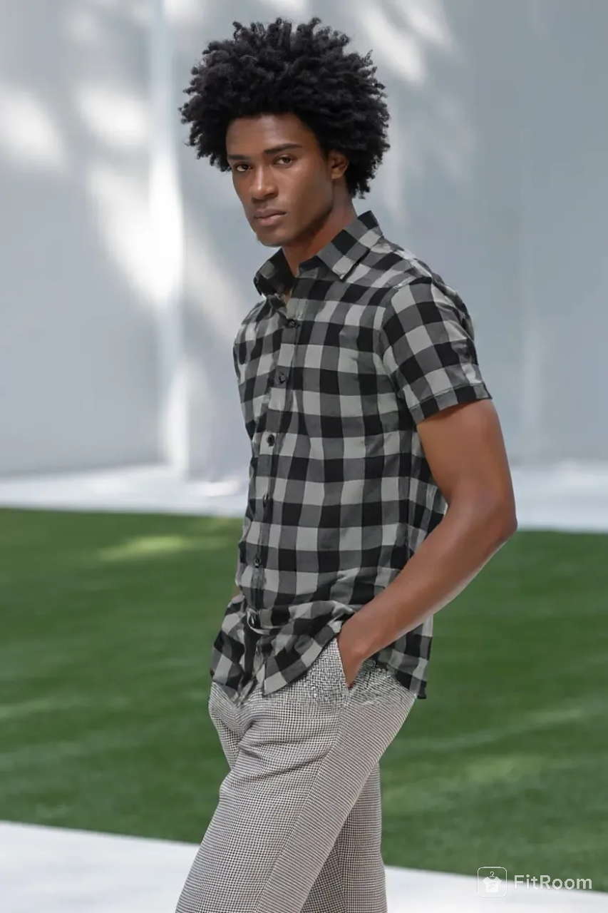Beryl Gabbro Plaid 100% Cotton Mens Top