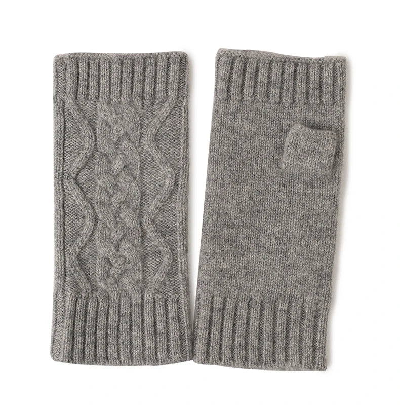 Frosty Chic Fingerless Knit Cashmere Womens Gloves | Hypoallergenic - Allergy Friendly - Naturally Free