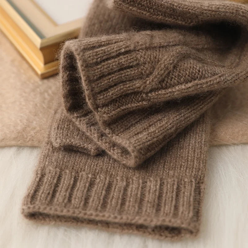 Frosty Chic Fingerless Knit Cashmere Womens Gloves | Hypoallergenic - Allergy Friendly - Naturally Free