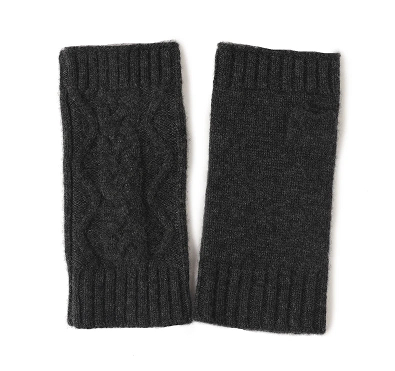 Frosty Chic Fingerless Knit Cashmere Womens Gloves | Hypoallergenic - Allergy Friendly - Naturally Free
