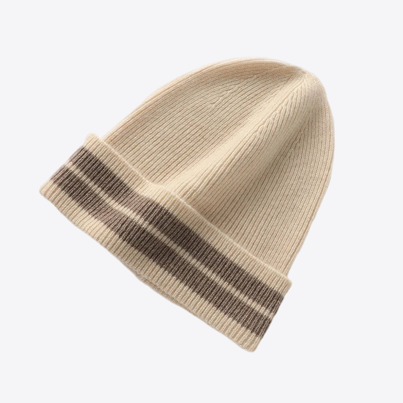 Golden Frost Stripes Winter Cashmere Womens Hat | Hypoallergenic - Allergy Friendly - Naturally Free