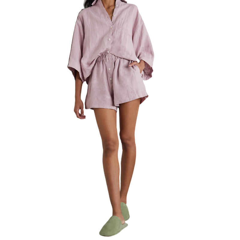 Grape Fusion Casual 100% Linen Lounge Shorts Set | Hypoallergenic - Allergy Friendly - Naturally Free