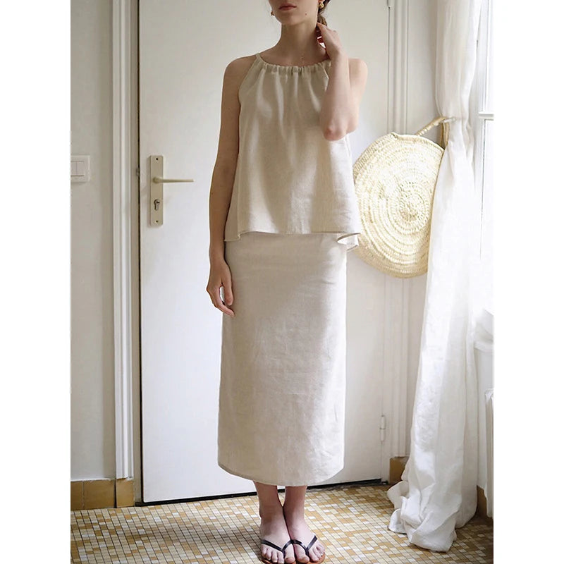 Natural Hues 100% Linen Womens Halter Top