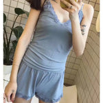 Azure Dawn Short Sleeve Cotton Womens Loungewear Pajamas