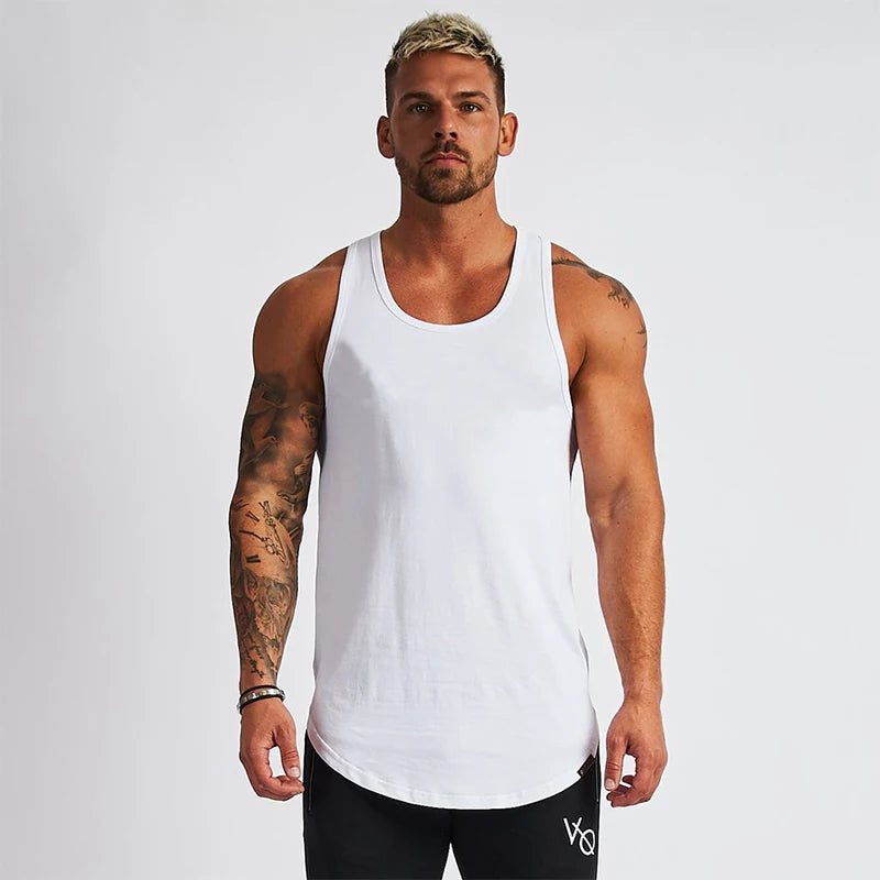 Evergreen Moss Cotton Mens Fitness Tank Top