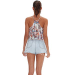 Azure Dew Dots Bohemian Summer Viscose Womens Tank Top