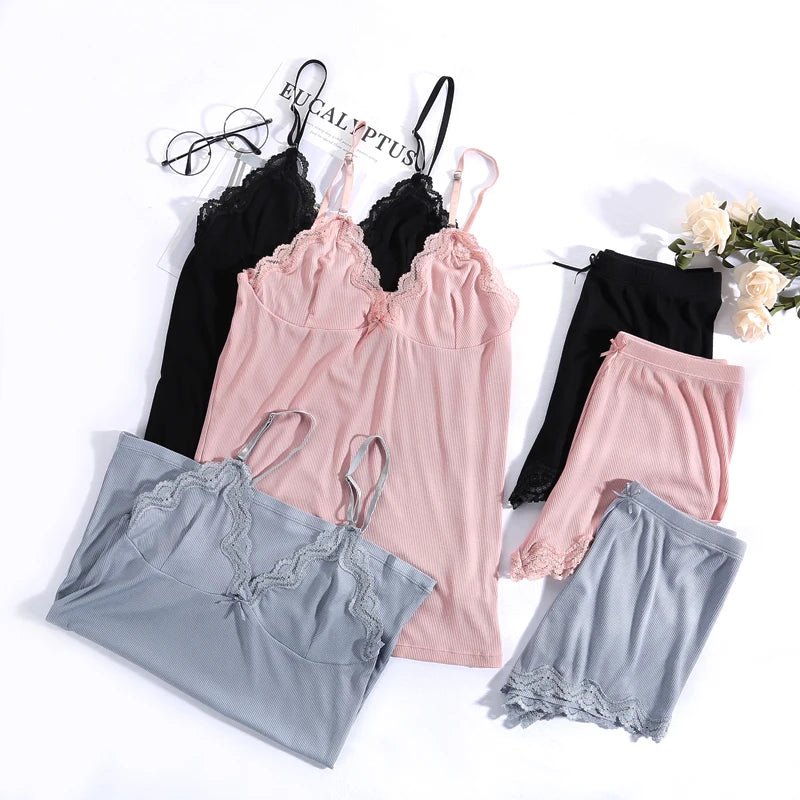 Azure Dawn Short Sleeve Cotton Womens Loungewear Pajamas