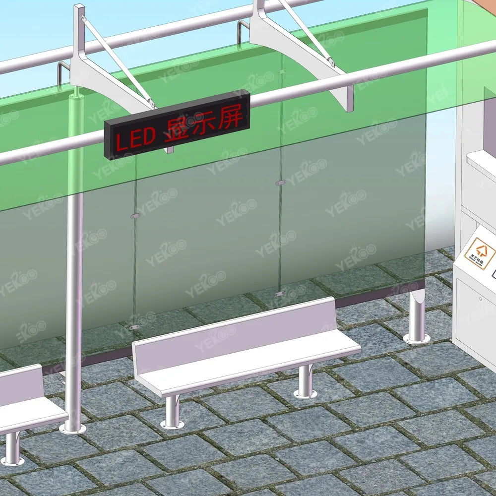 5Pcs City Street Solar Powered Bus Stop with Vending Kiosk