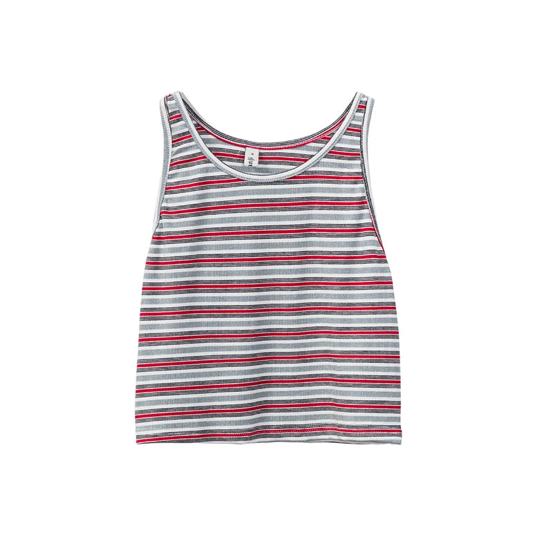 Emerald Meadow Striped Casual Cotton Womens Tank Top