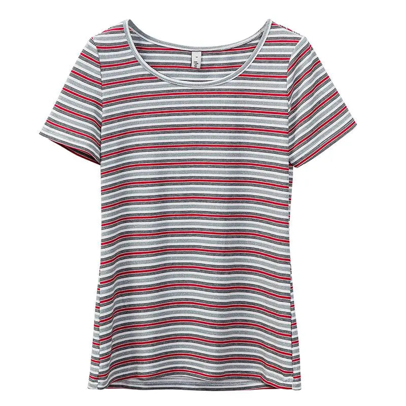 Golden Maple Stripes Casual Cotton Womens Top