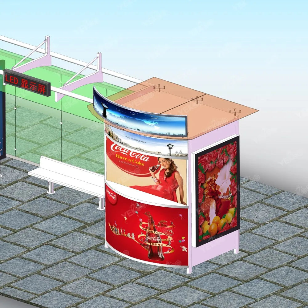 5Pcs City Street Solar Powered Bus Stop with Vending Kiosk