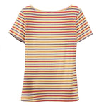 Golden Maple Stripes Casual Cotton Womens Top
