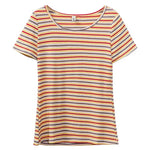 Golden Maple Stripes Casual Cotton Womens Top