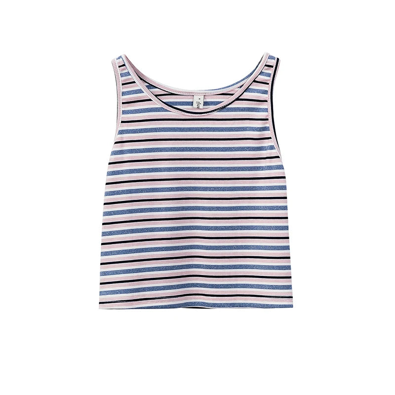 Emerald Meadow Striped Casual Cotton Womens Tank Top